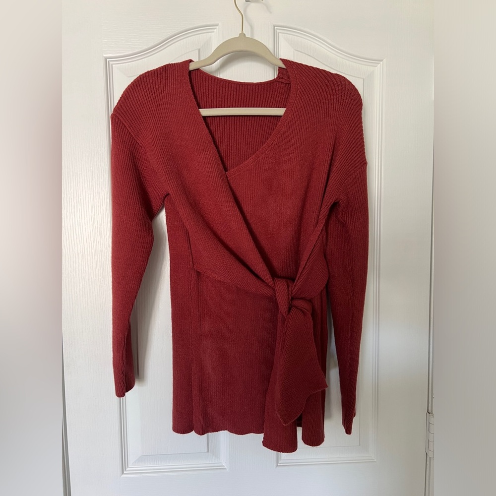Flattering Brick Red Sweater!